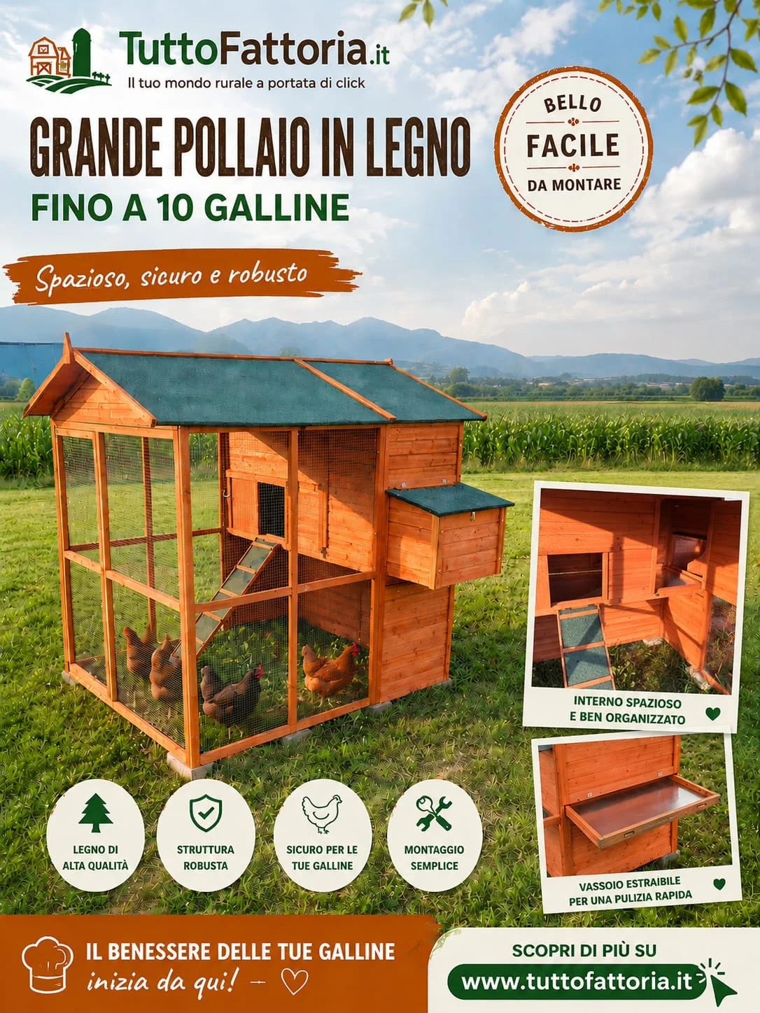 Pollaio XXL Legno Fattoria